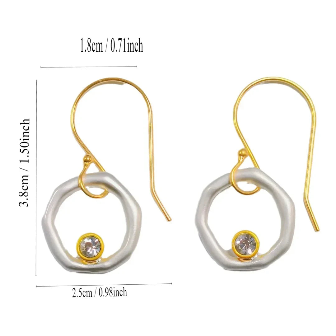 Retro Gold and Silver Earrings with Zirconia Stones