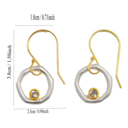 Retro Gold and Silver Earrings with Zirconia Stones